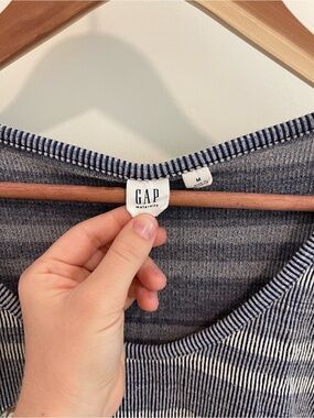 GAP Maternity Ribbed Scoop Tank — Navy & White Stripes